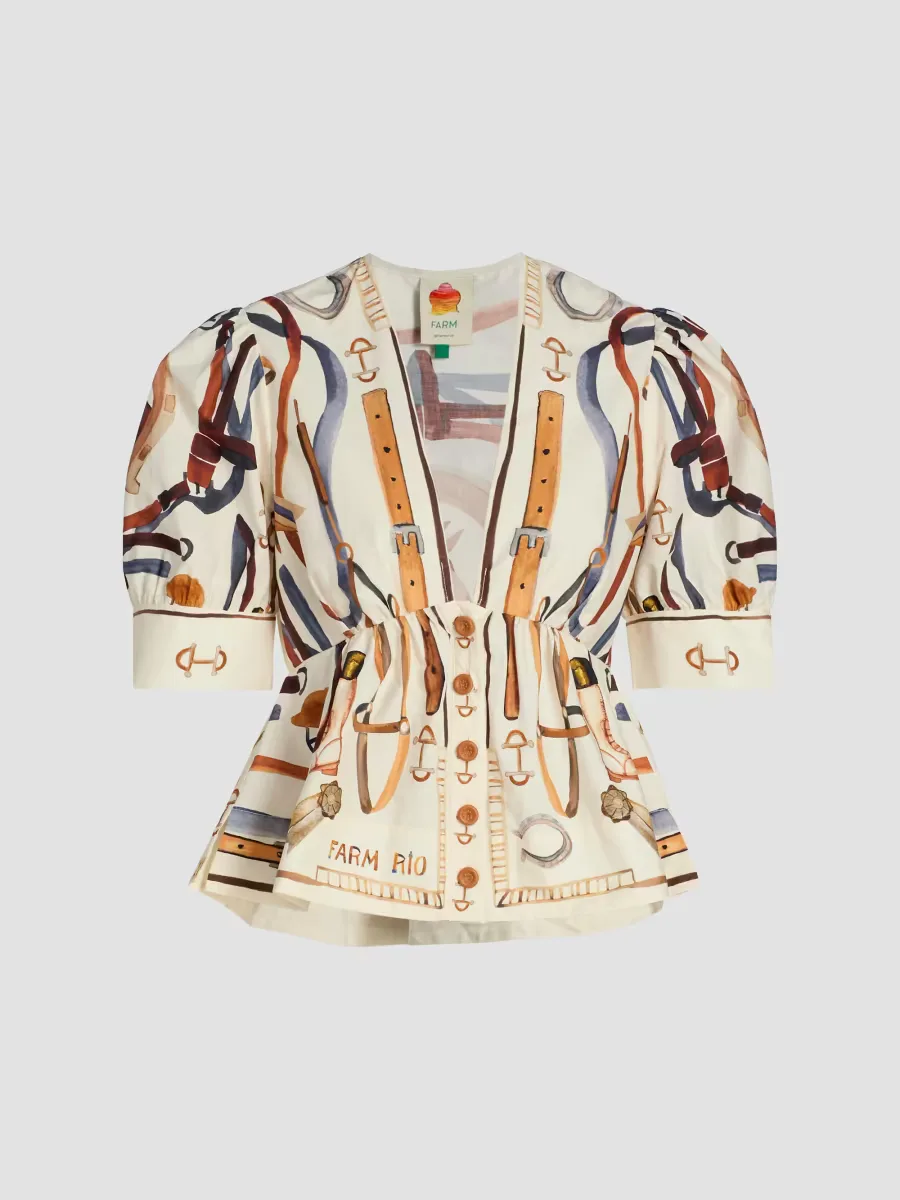 Equestrian Scarf Cotton Blouse by FARM Rio