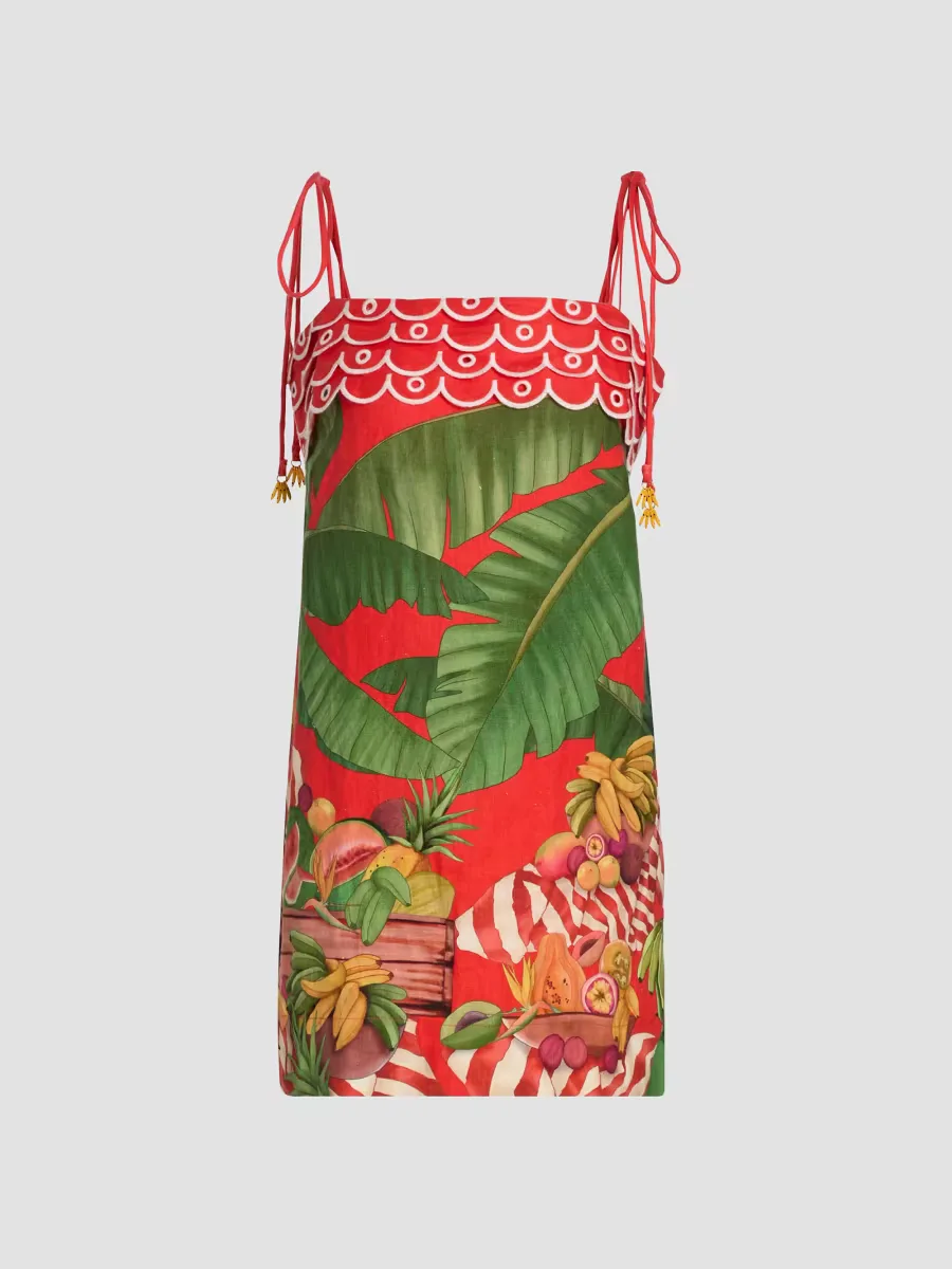 Fruit Trolley Banana Tassels Mini Dress by FARM Rio