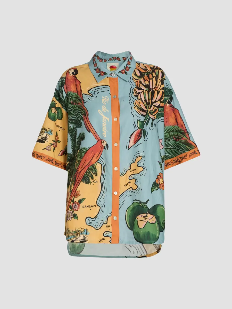 Beaches Path Linen-Blend Shirt by FARM Rio