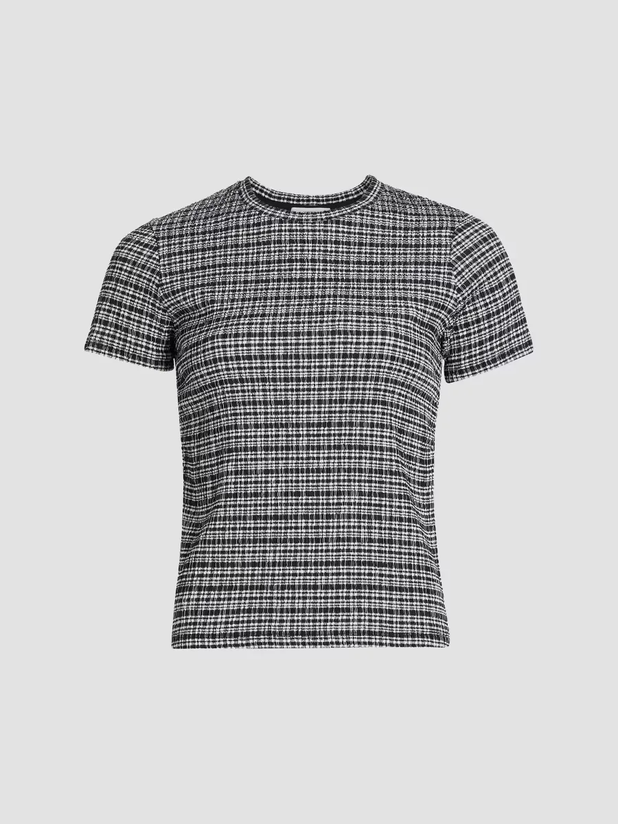 Textured Gingham Cotton-Blend Top by Vince