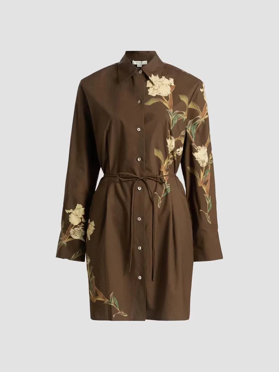 Iris Floral Mini Shirtdress by Vince
