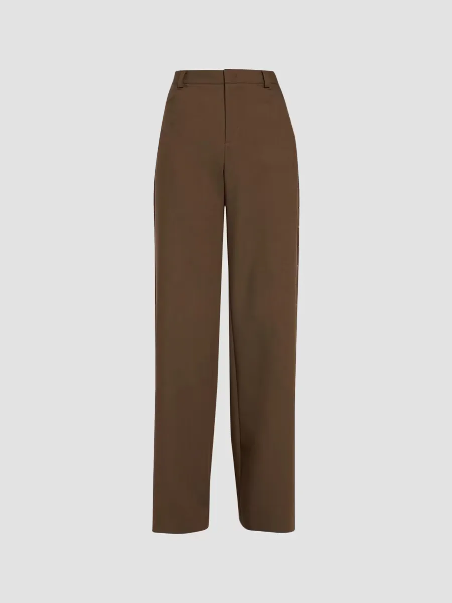 Studded Mid-Rise Wide-Leg Trousers by Vince