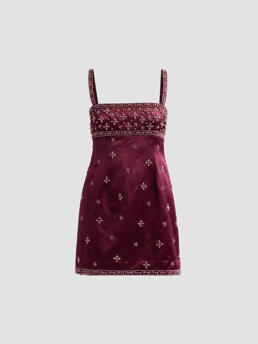 Casslouie Beaded Satin Mini Dress by LoveShackFancy
