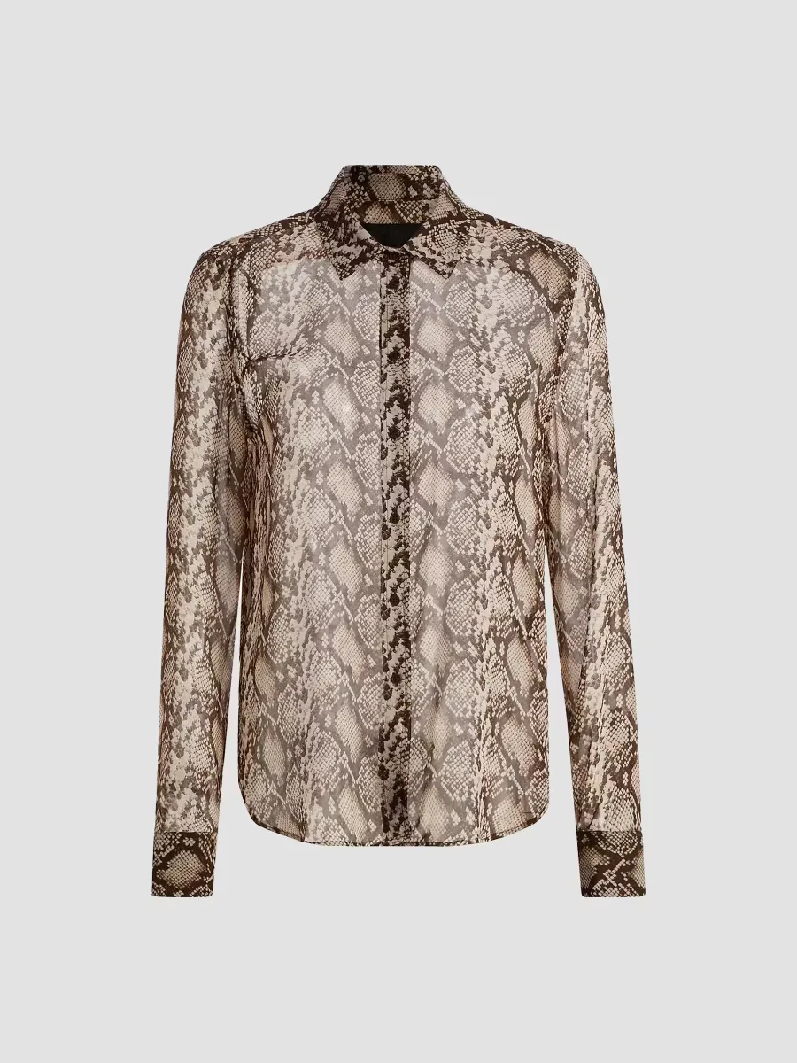 Gaia Snakeskin-Print Silk Shirt by Nili Lotan