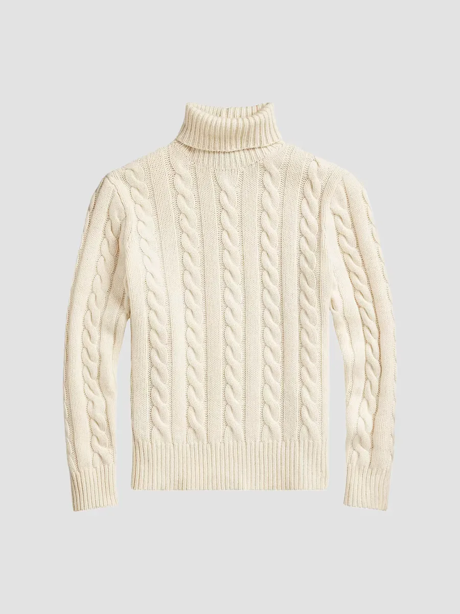 Cable-Knit Wool-Cashmere Turtleneck Sweater