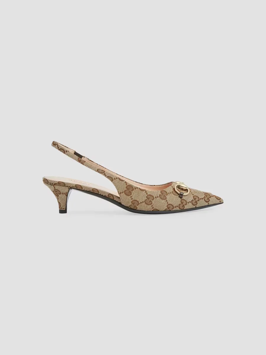 Erin 45MM GG Canvas Slingback Pumps by Gucci