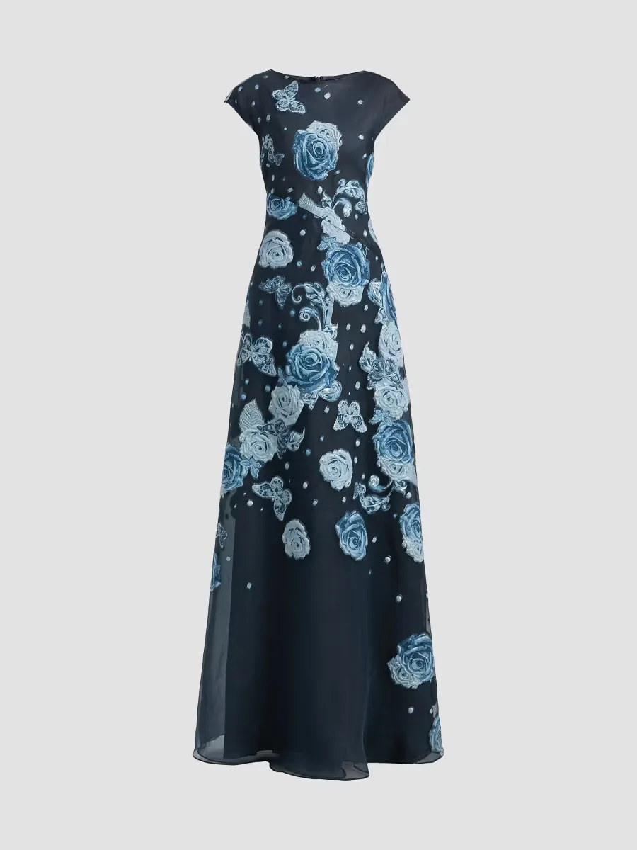 Teri Jon by Rickie Freeman Organza Jacquard Gown