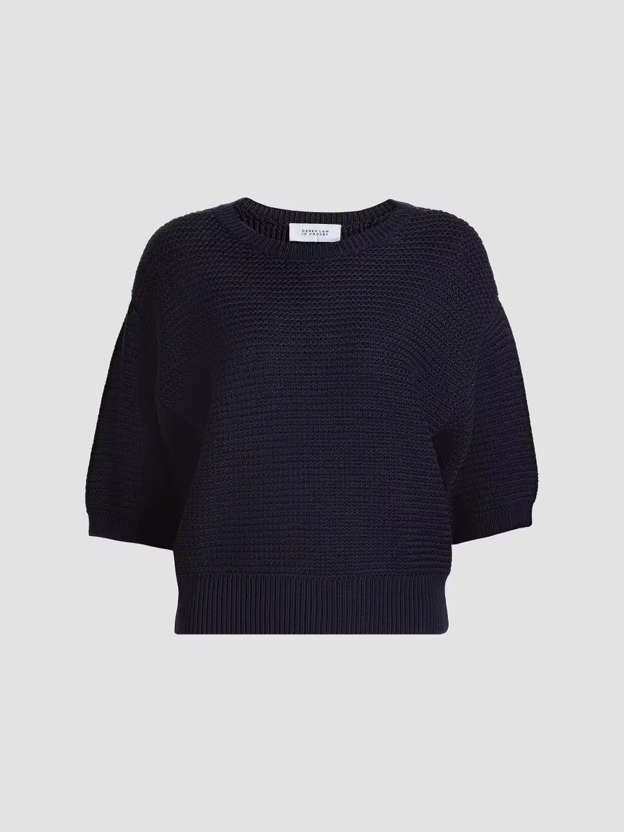 Madison Cotton Elbow-Sleeve Sweater by Derek Lam