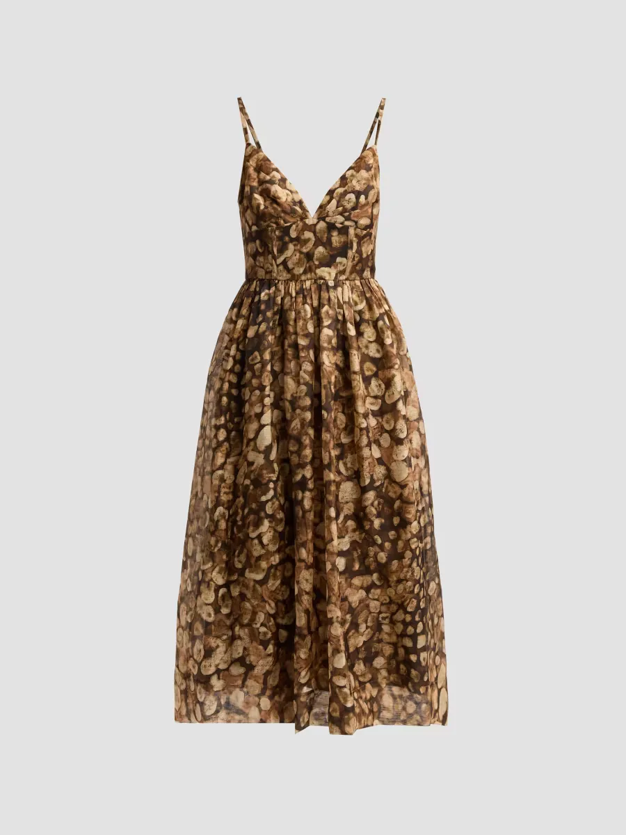 Miro Printed Linen-Silk Midi Dress by Cara Cara