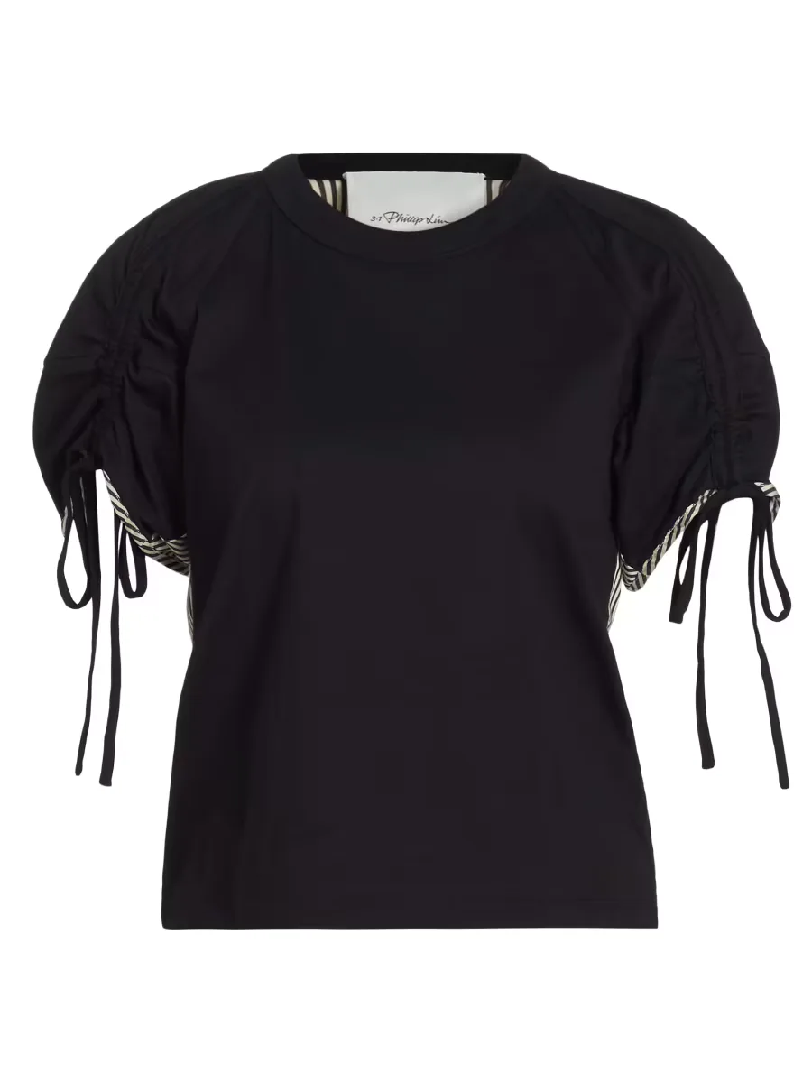 Ruched-Sleeve Cotton T-Shirt by 3.1 Phillip Lim
