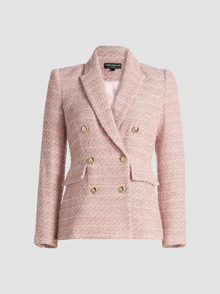 Arielle Tweed Double-Breasted Blazer by Generation Love