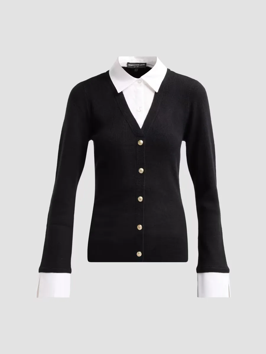 Nixie Poplin Shirt Combo Sweater by Generation Love