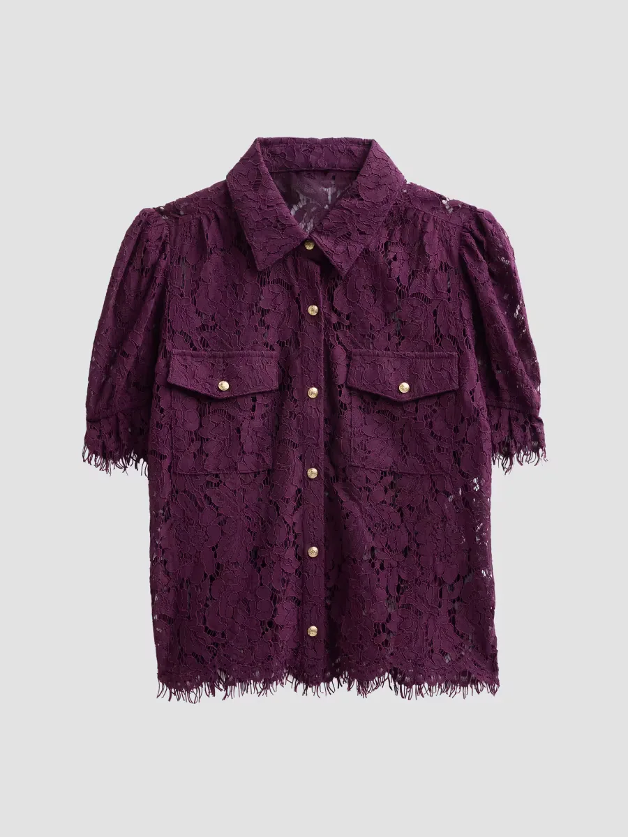 Lace Puff Sleeve Shirt by Generation Love