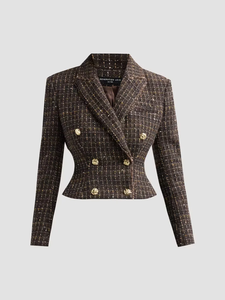 Aytul Cotton-Blend Tweed Crop Blazer by Generation Love