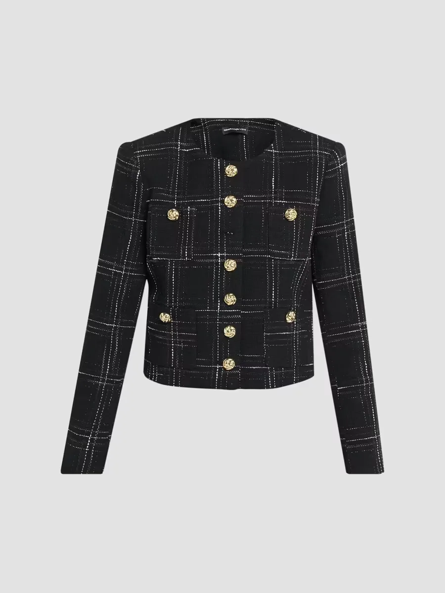 Tweed Collarless Jacket by Generation Love