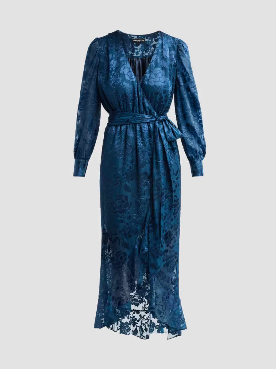 Ardelia Floral Jacquard Midi Dress by Generation Love