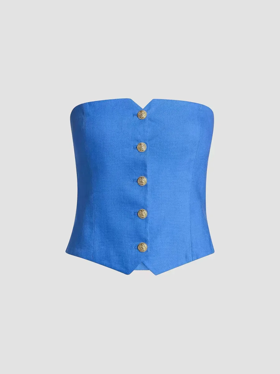 Kelcey Strapless Linen-Blend Vest by Alice + Olivia