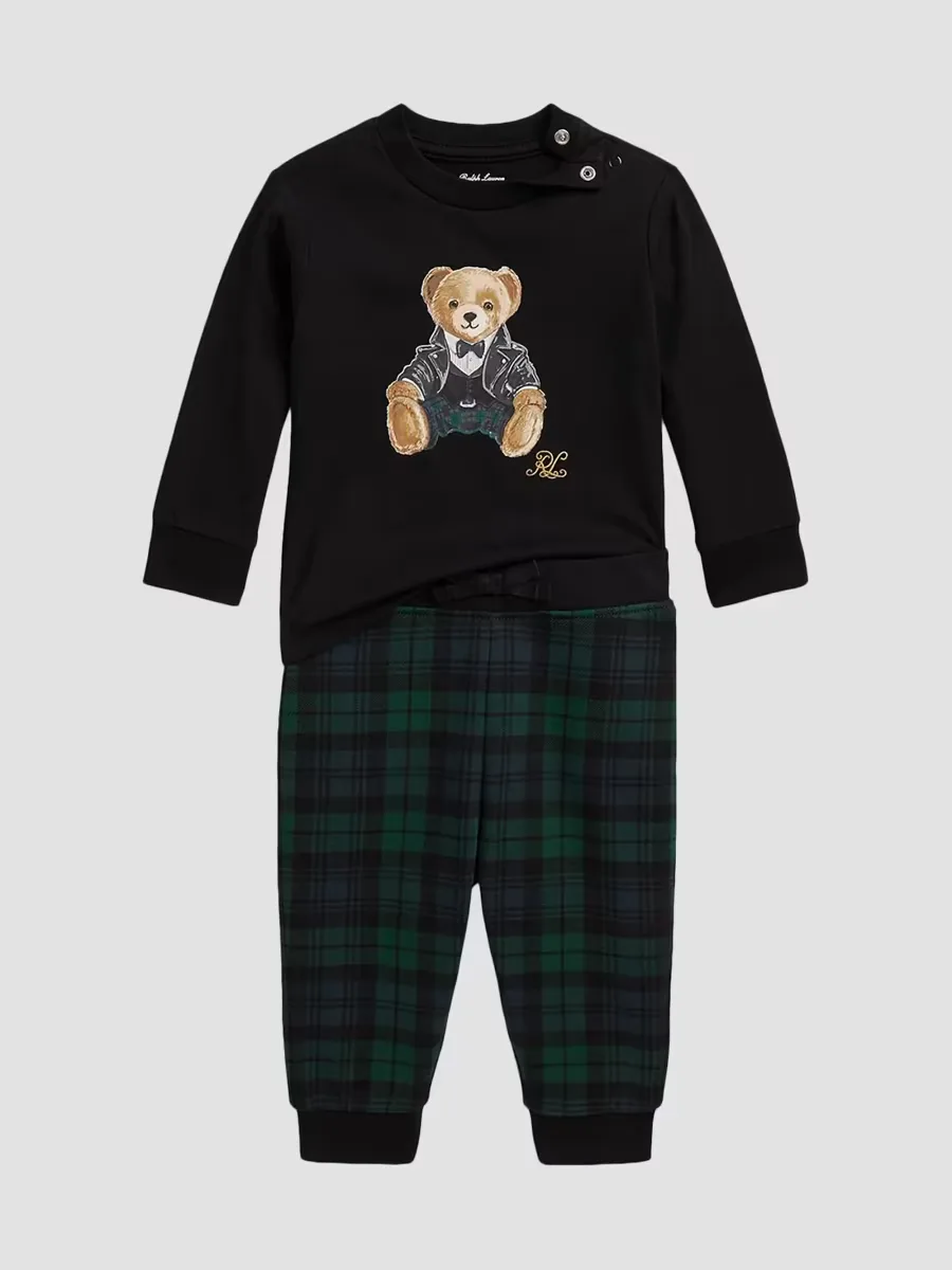 Polo Bear T-Shirt & Plaid Fleece Pants Set by Polo Ralph Lauren