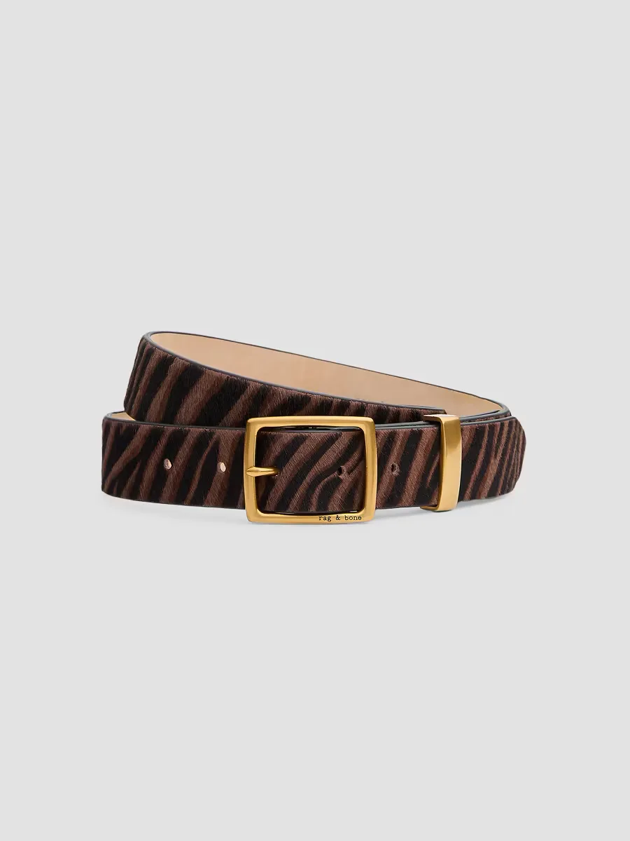 Womens x Boyfriend Zebra-Print Calf Hair Cut-to-Size Belt by rag & bone