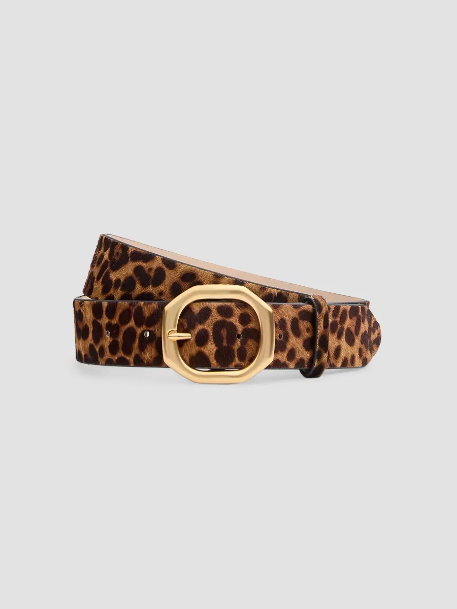 Audrey Leopard-Print Calf Hair Belt by rag & bone