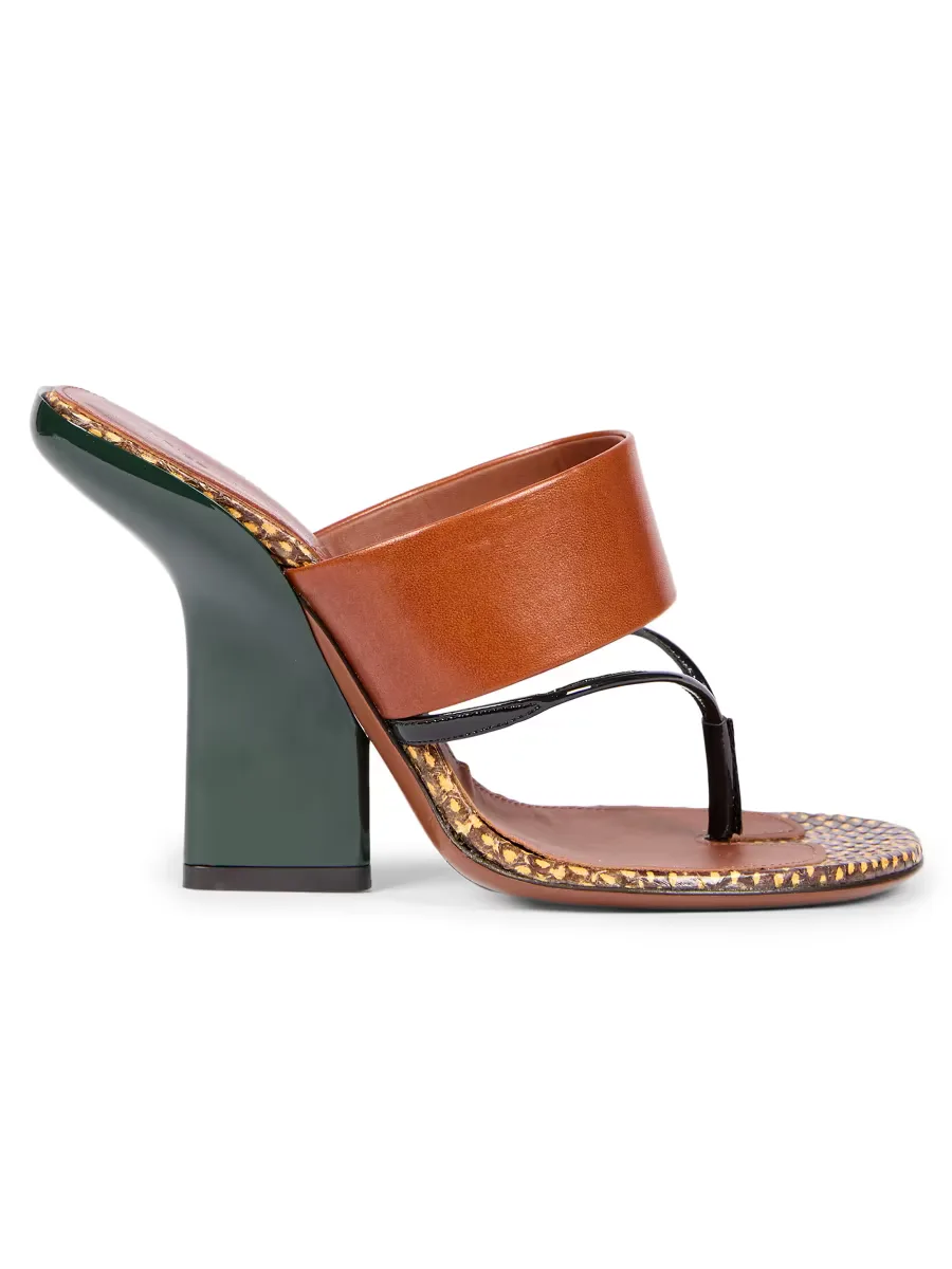 Contrast Wedge Heel Leather Sandals by Dries Van Noten