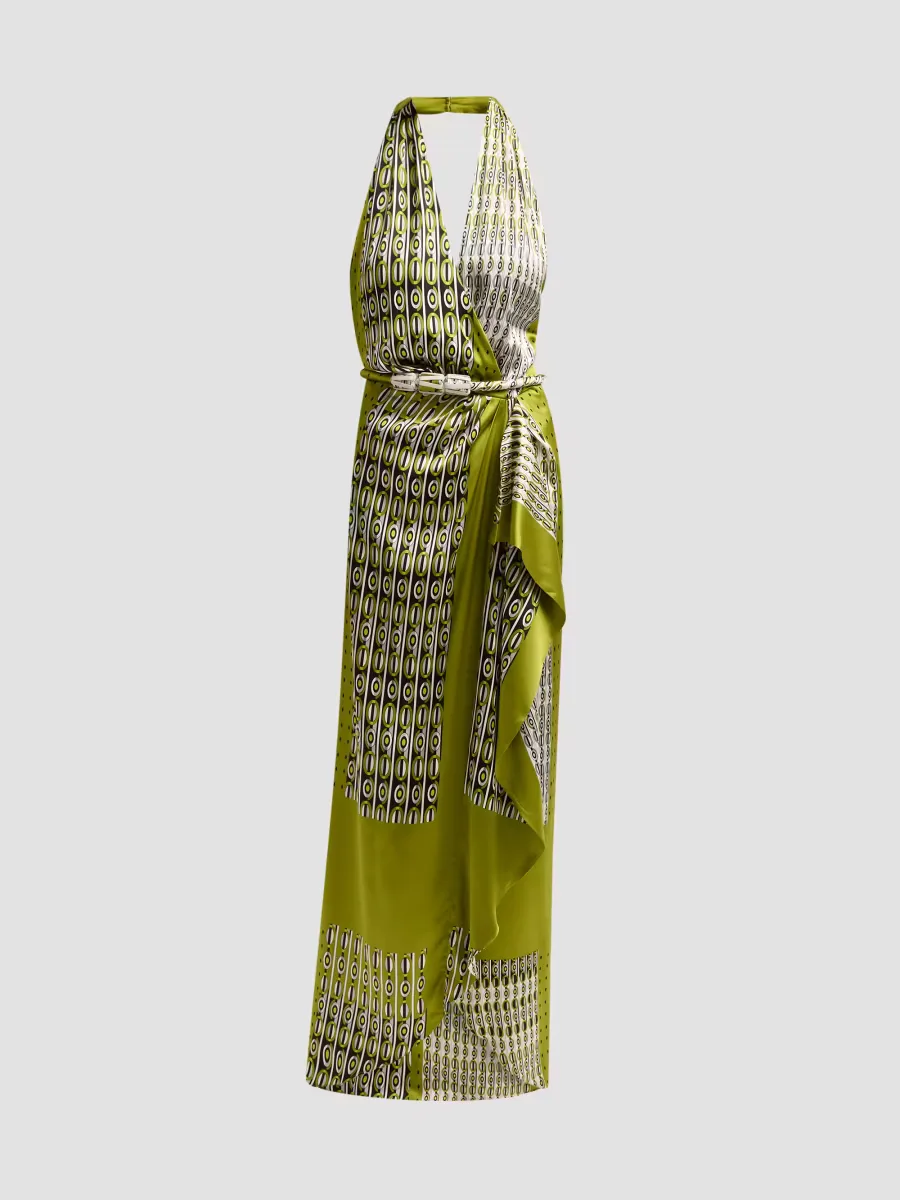 Printed Stretch Silk Halter Maxi Dress by Silvia Tcherassi