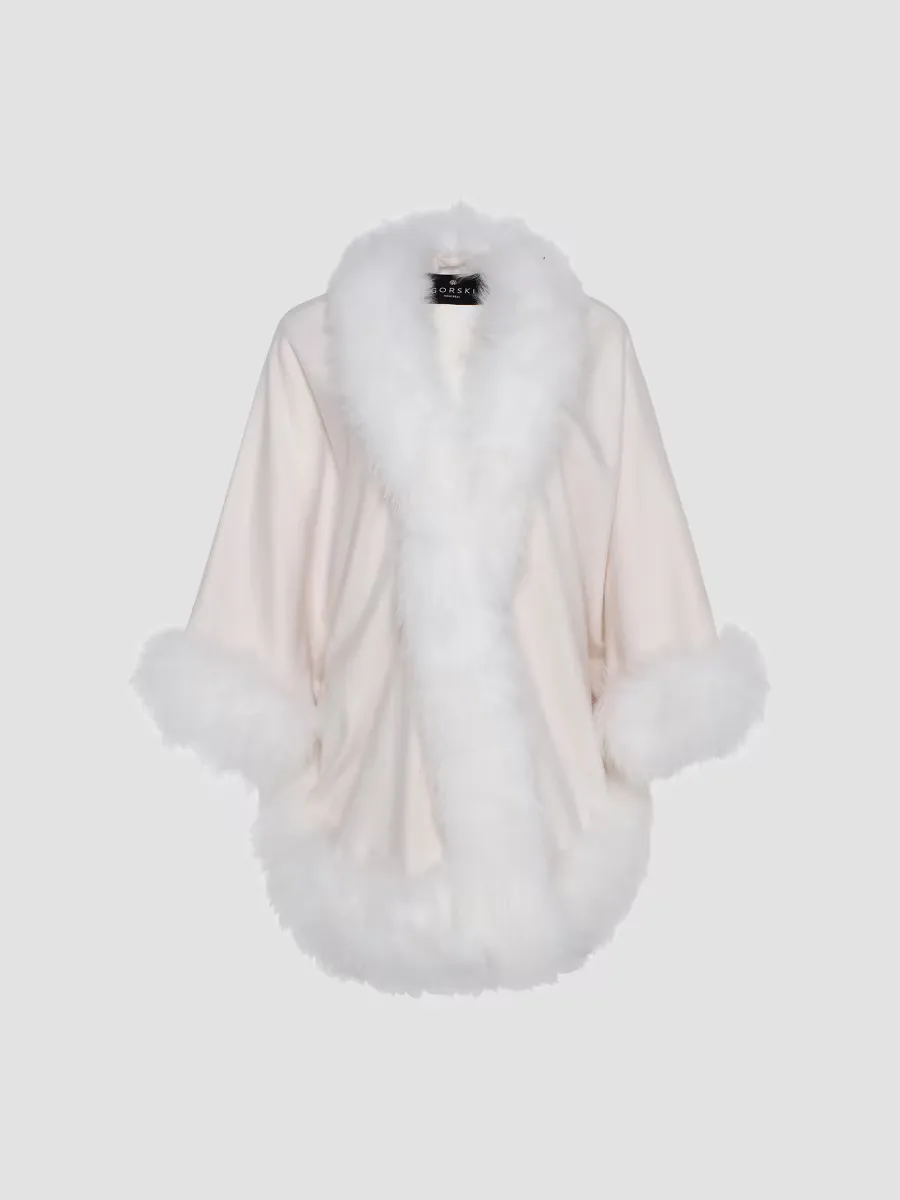 Select Cashmere Capelet with Merinillo Shearling Lamb Trim by Gorski