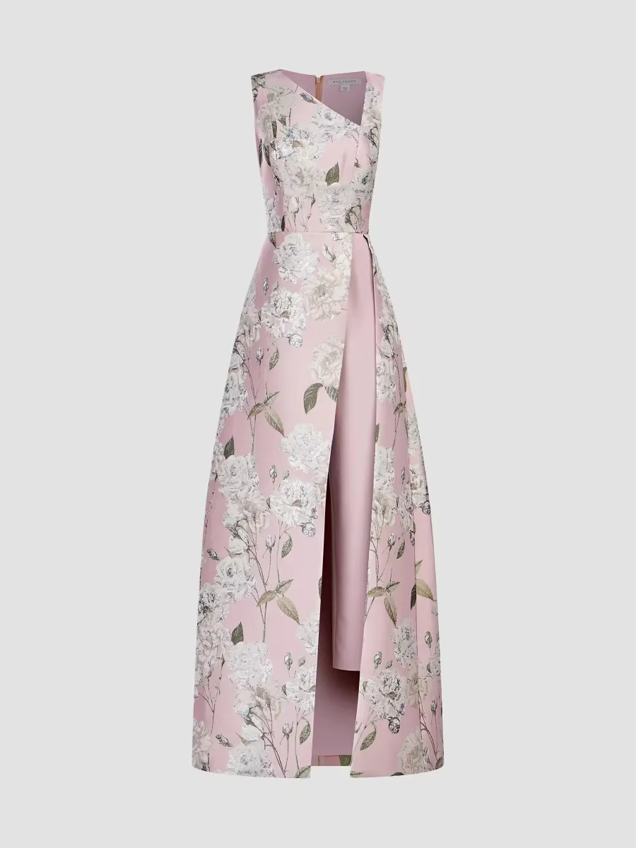 Bennet Floral Jacquard Walk-Thru Jumpsuit by Kay Unger