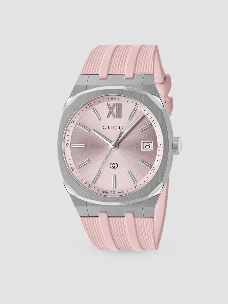 Gucci 25H Stainless Steel & Rubber Strap Watch 36MM by Gucci