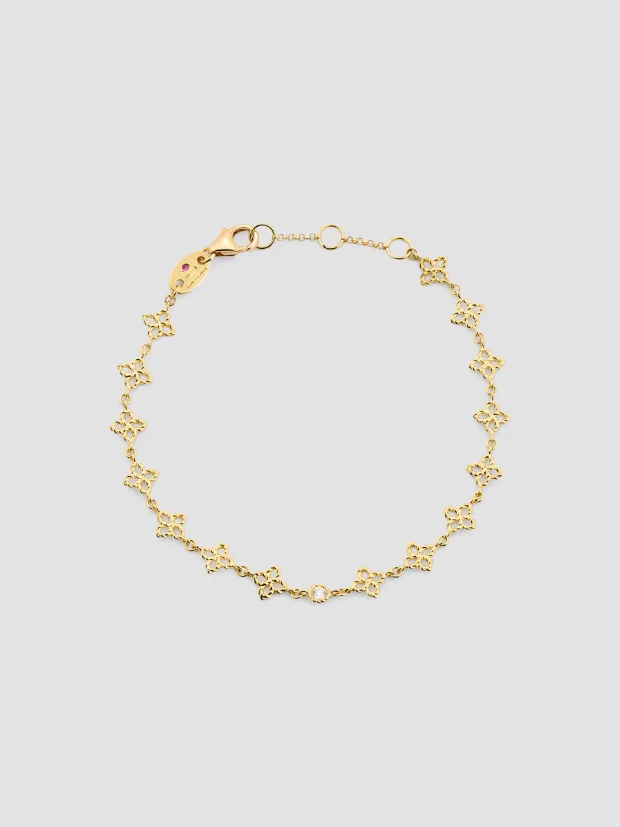 Principessa 18K Yellow Gold & 0.58 TCW Diamond Flower Link Bracelet by Roberto Coin