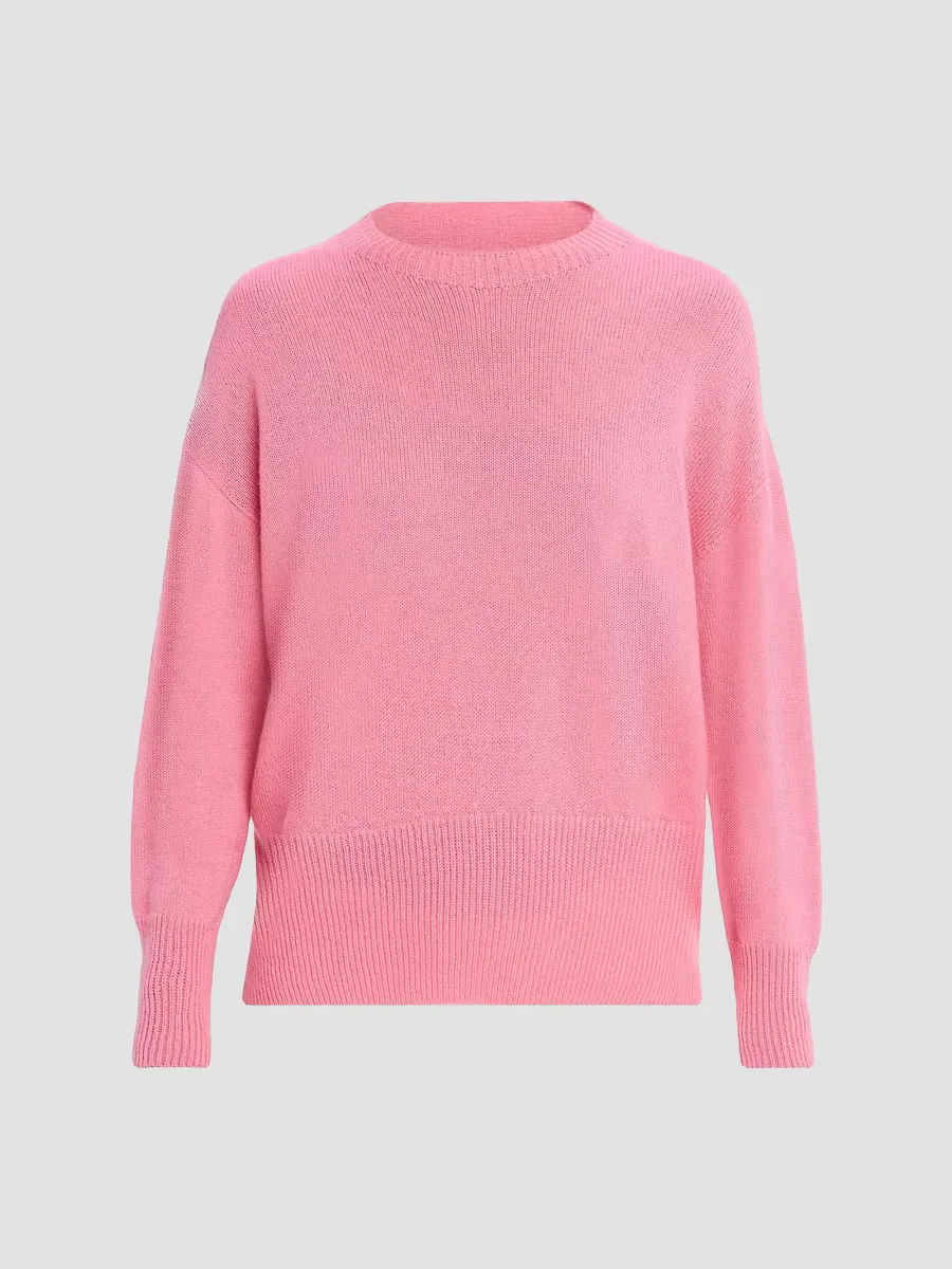 Crewneck Chunky Rib-Trim Cashmere Sweater by Oh My Goat