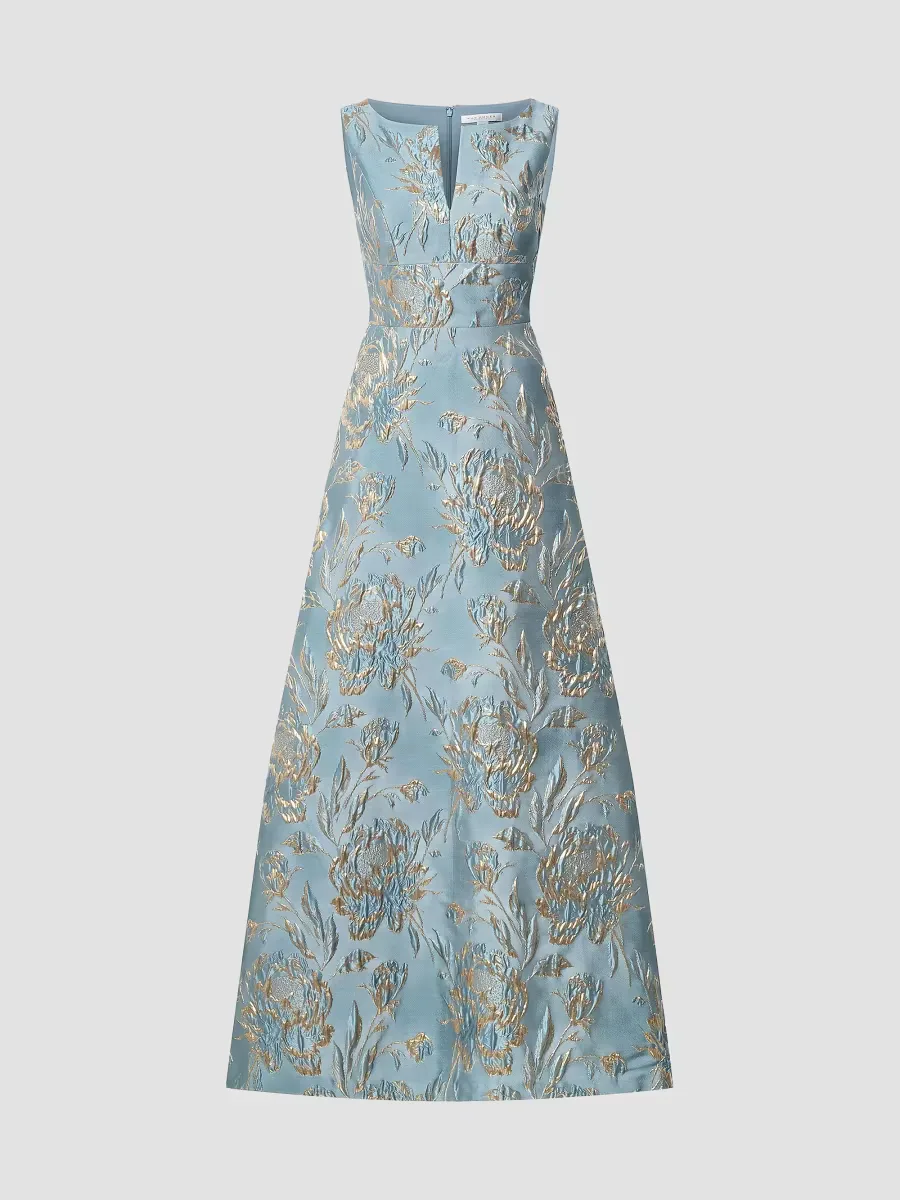 Guilietta Metallic Rose Jacquard Gown