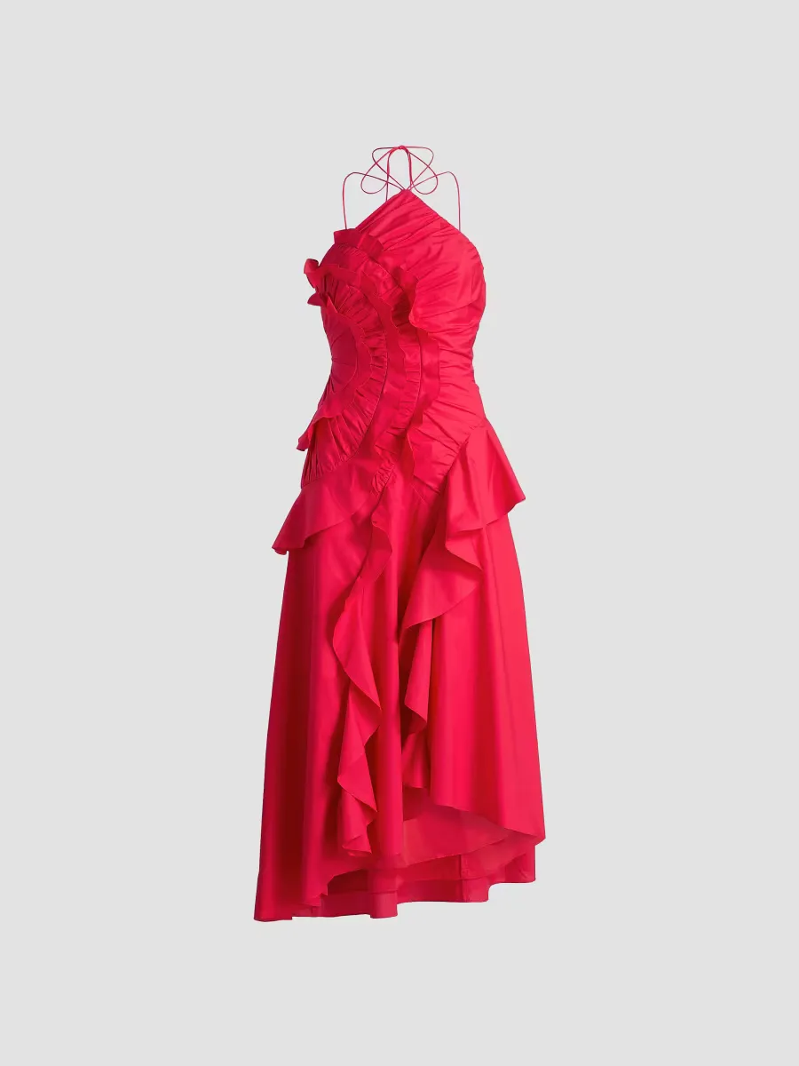 Ottavia Ruffle Halterneck Midi-Dress by Amur