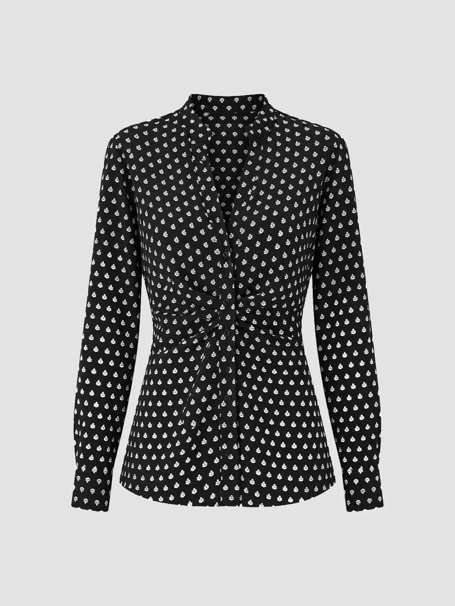Blake Slim Draped Shirt - Black Dots by Callas Milano