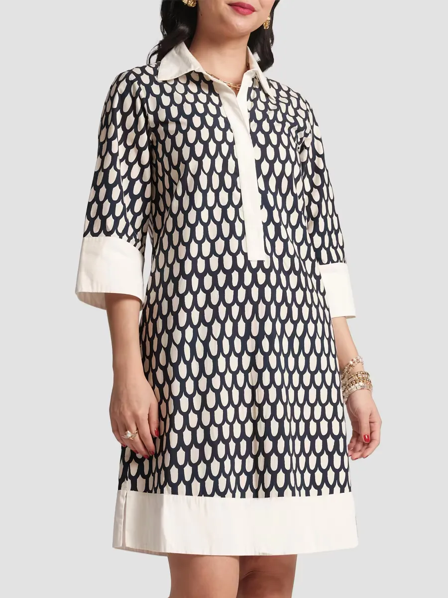 Tracey Loop-Print Cotton Poplin Minidress