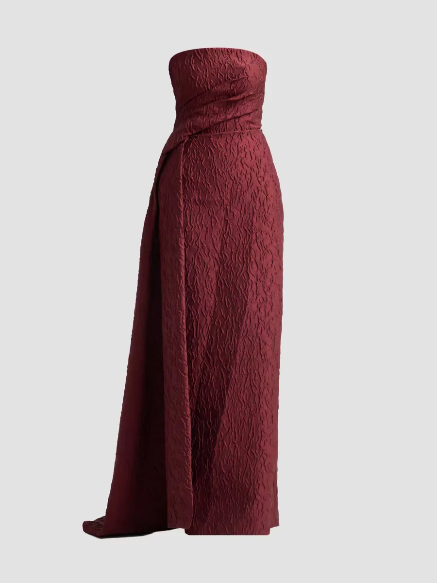 Textured Strapless Column Gown by Monique Lhuillier