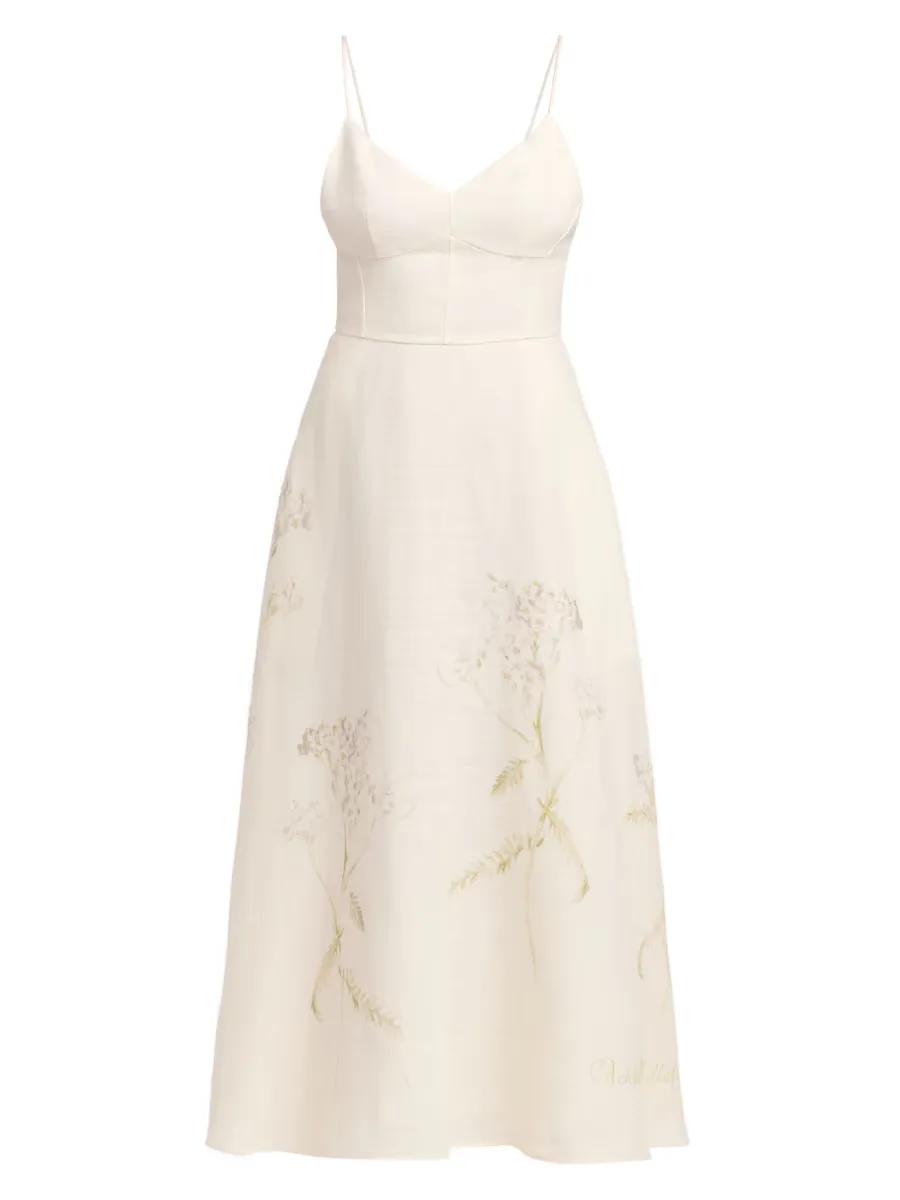 Floral Linen Maxi Dress by Alberta Ferretti