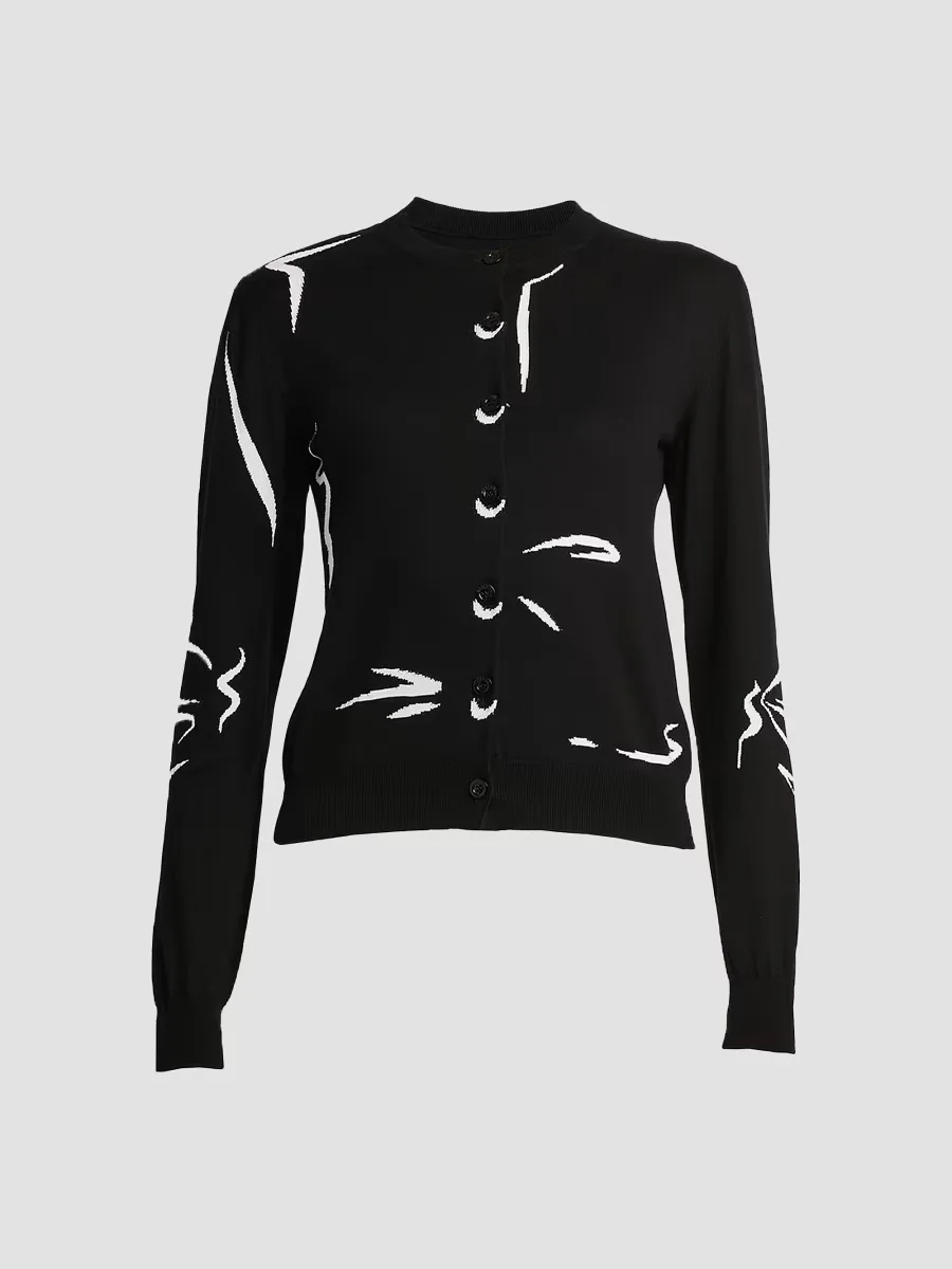Patterned Knit Cardigan by Moschino