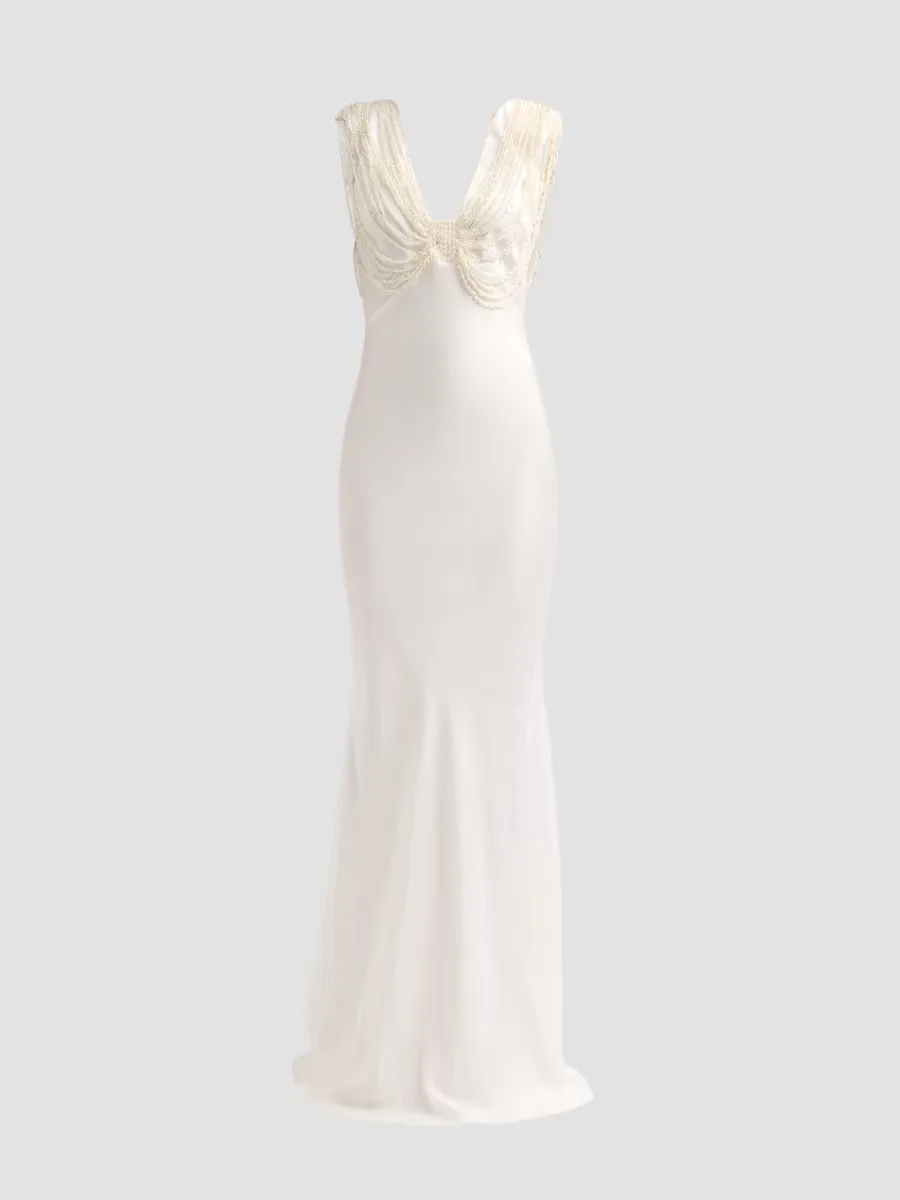 Liza Satin Embroidered Slip Gown by PatBO