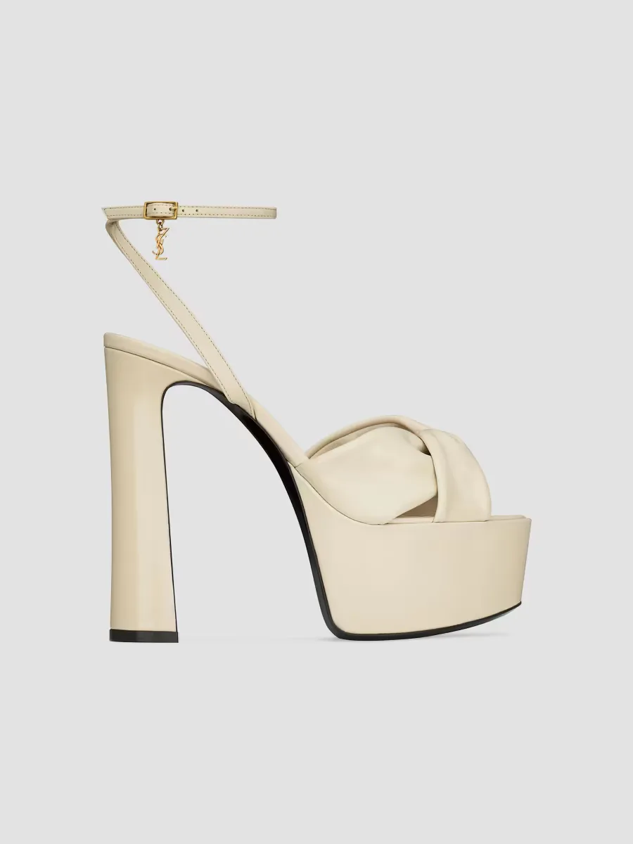 Franciane Platform Sandals in Smooth Leather by Saint Laurent
