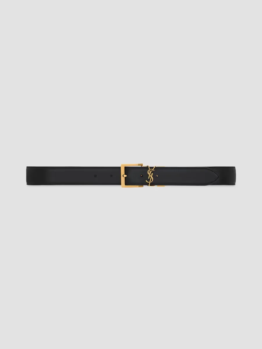 Cassandre Vadim Reversible Belt in Smooth Leather by Saint Laurent