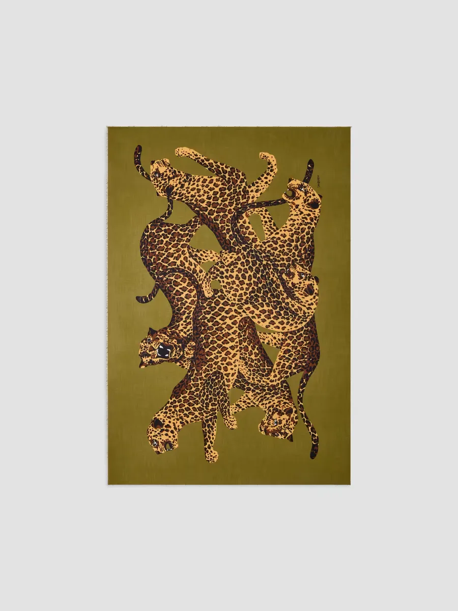 Leopard Stole in Wool Twill by Saint Laurent
