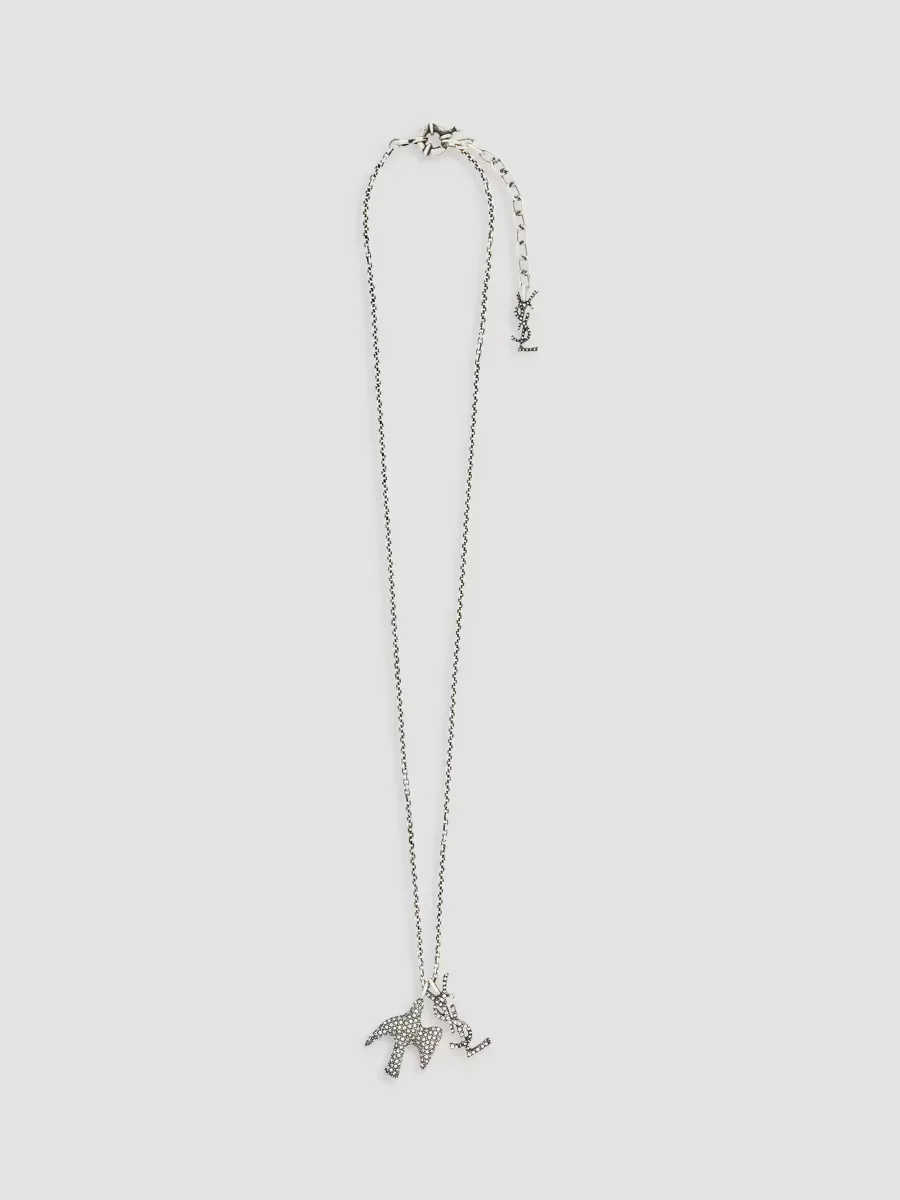 Cassandre Dove Necklace in Zircon by Saint Laurent