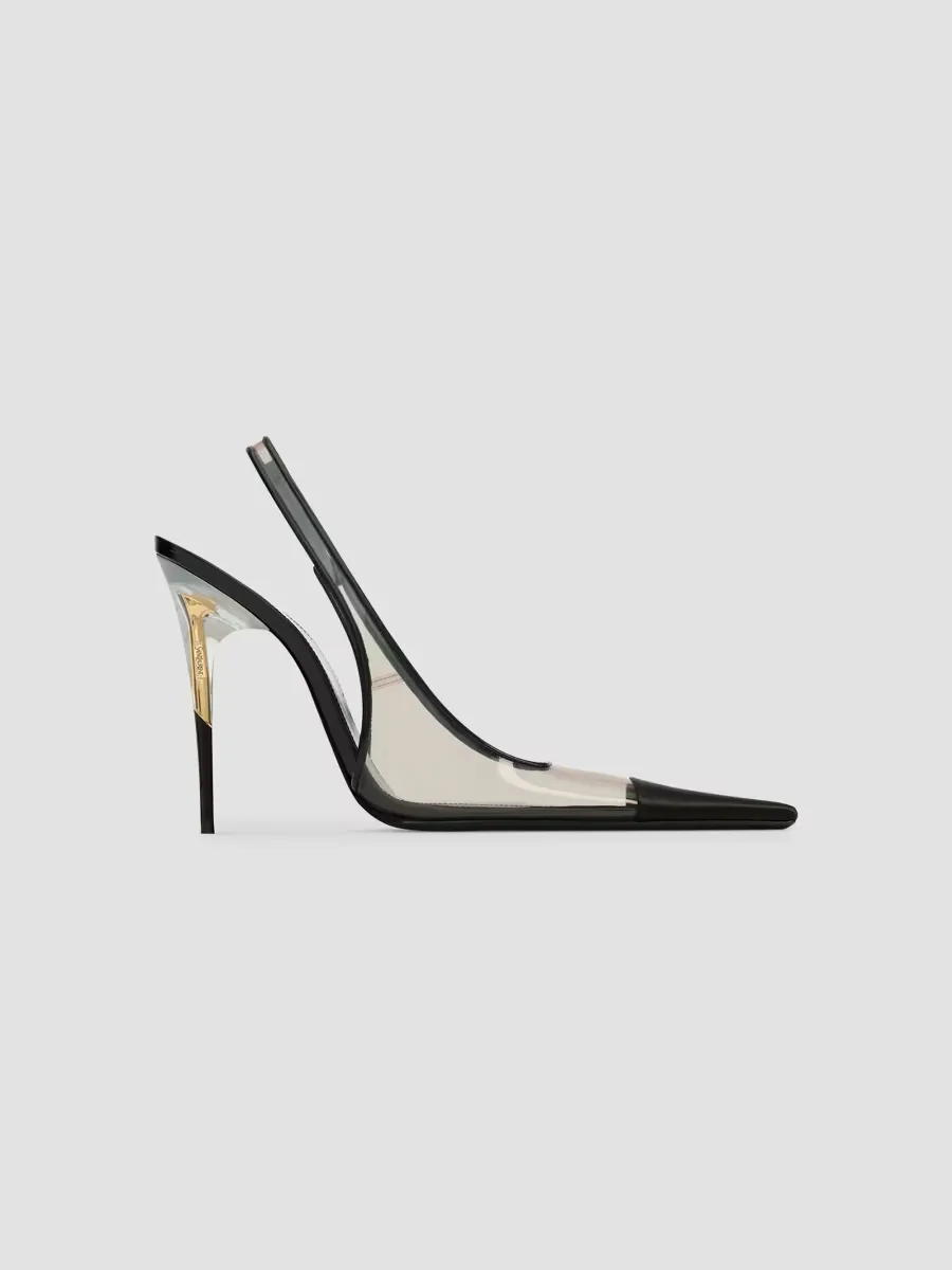 Romy Slingback Pumps in TPU, Satin and Patent Leather by Saint Laurent