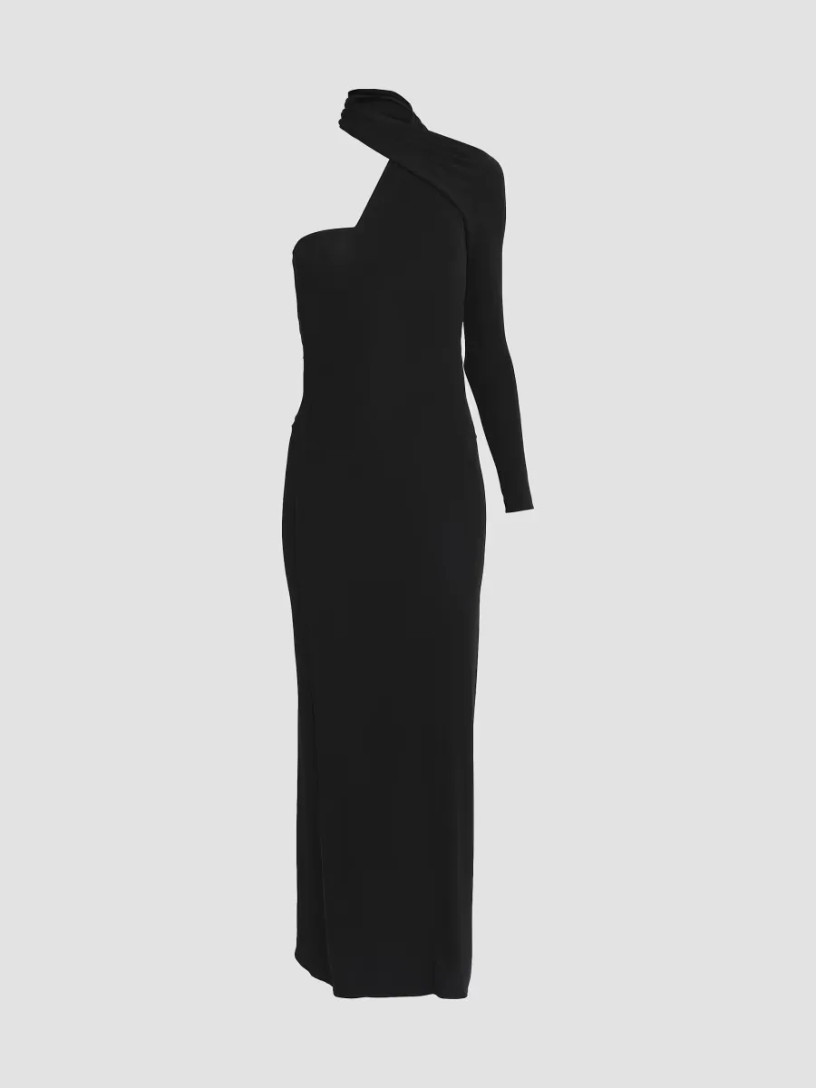 One-Shoulder Crepe Jersey Gown by Courreges