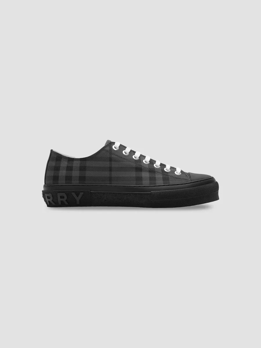 Jack Check Low-Top Sneakers - Lead Grey by Burberry