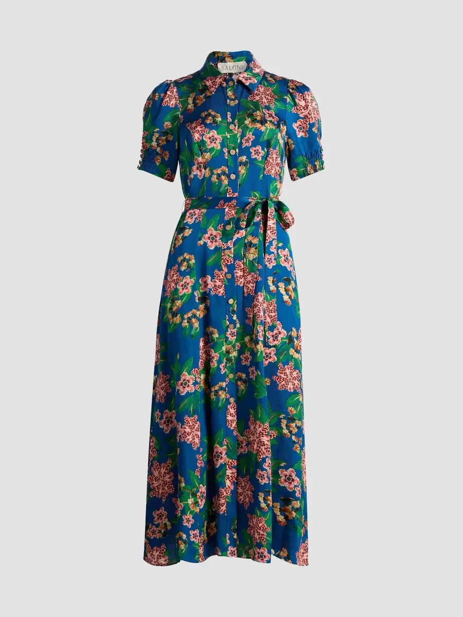 Vanessa Floral Midi-Shirtdress by Saloni