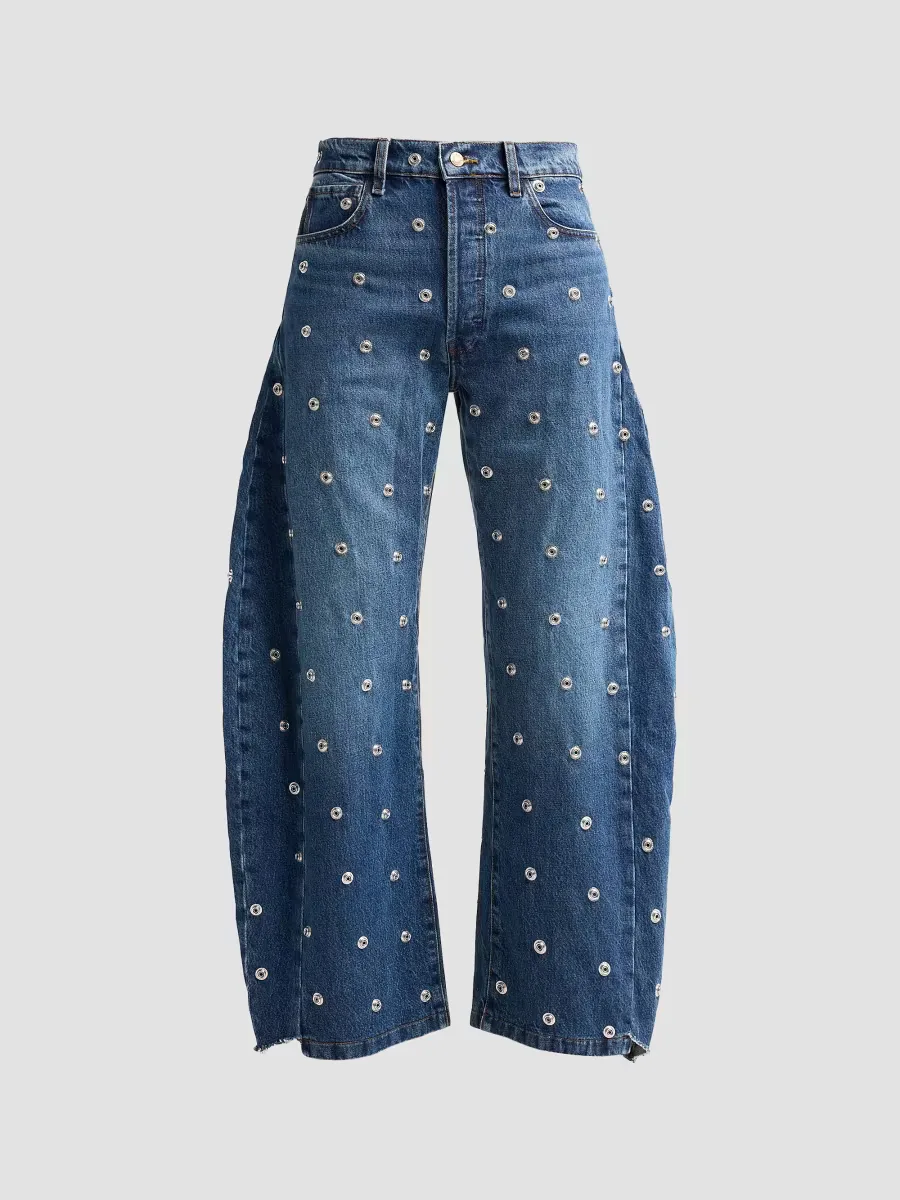 Studded Barrel-Leg Jeans by A.W.A.K.E. MODE