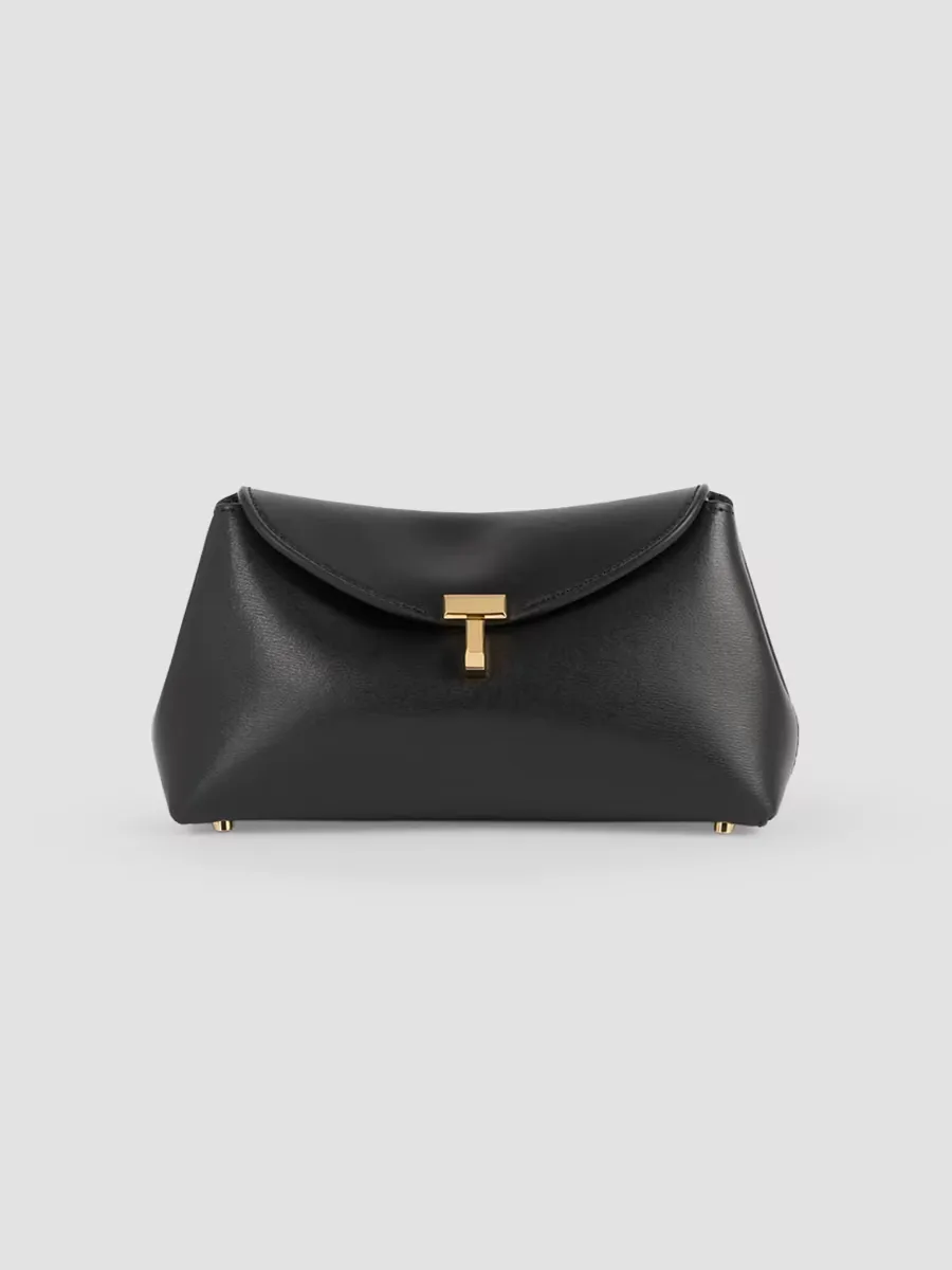 Mini T-Lock Leather Clutch by Totême