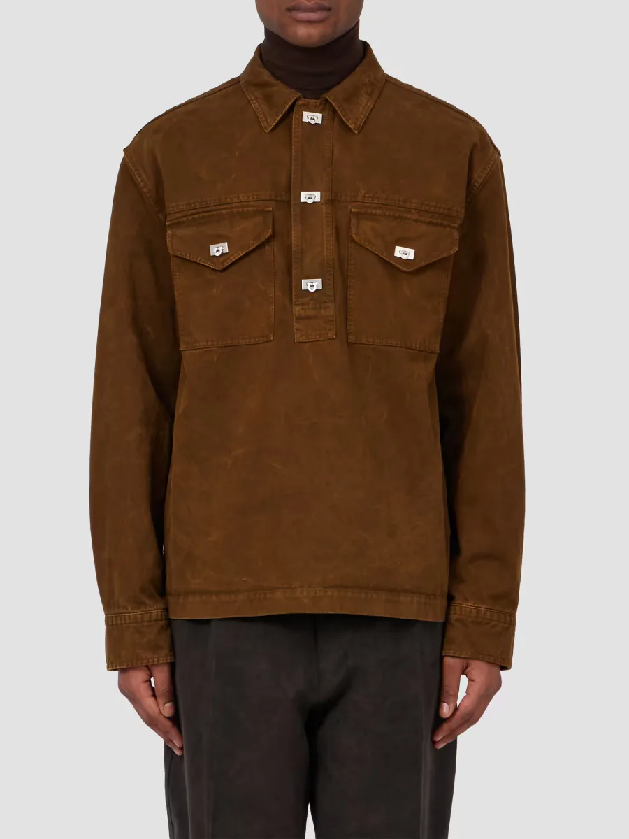 Workwear Garment-Dyed Cotton-Gabardine Long-Sleeve Shirt by Ferragamo